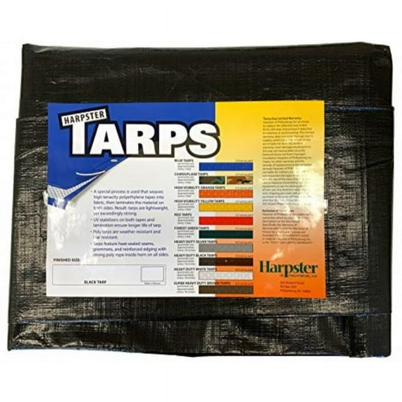 6 Ft. X 8 Ft. Heavy Duty 6 Oz. Black Poly Tarp 11-12 Mil Thick