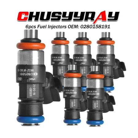 6 Fuel Injectors 0280158191 Replacement for Ford Transit-350 HD 3.7L 2015-2017