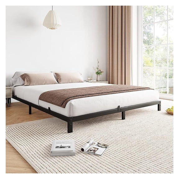 6 in Full Bed Frame No Box Spring Needed, Low Profile Full Metal Platform Bed Frame Support Mattress Foundation, No Box Spring Needed/Easy Assembly/Noise Free/Black