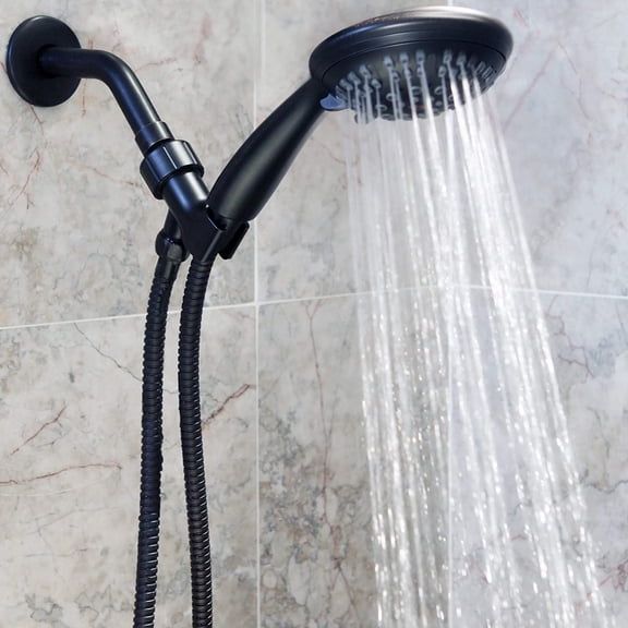 6 Function Handheld Shower Head Bundle - Adjustable High Pressure Rainfall Spray In Removable Hand Held Showerhead With Shower Arm Mount And Stainless Steel Hose, 1.8 GPM - Oil-Rubbed Bronze