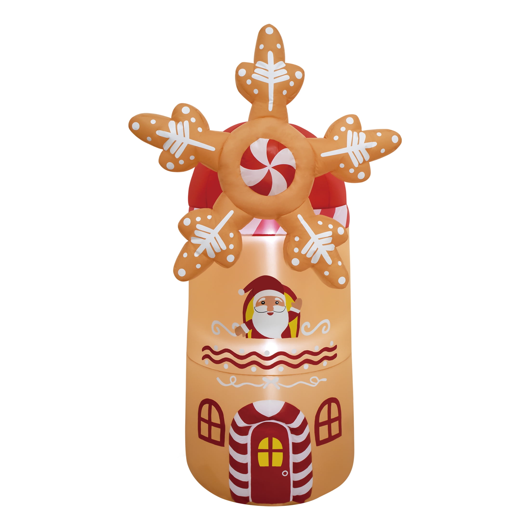 6 ft Animated Rotating Gingerbread Windmill House Christmas Airblown Yard Inflatable, Brown, by Holiday Time