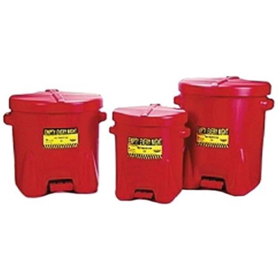 6-Gal. Red Poly Oily Waste Can W-Foor Leve