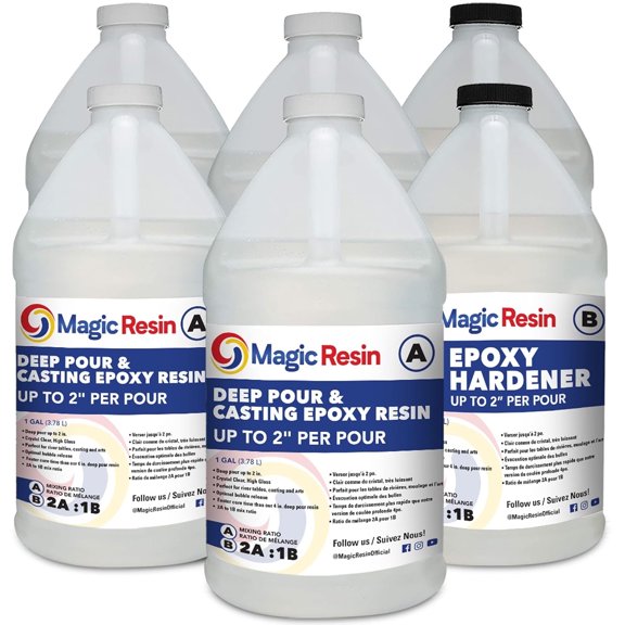 Deep Pour Epoxy Resin for River Table | 6 Gallon (22.8 L) | 2" Deep Pour & Casting Epoxy Resin Kit | Low Odor | for River Tables, Deep Pour, Casting, Molding & More