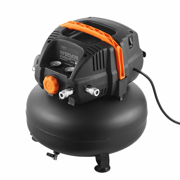 6 Gallon Air Compressor, 1.7HP 2.3CFM@90PSI Pancake Compressor with 150 PSI & 12-Piece Accessory Kit for Tire Inflation, Painting, Nailing