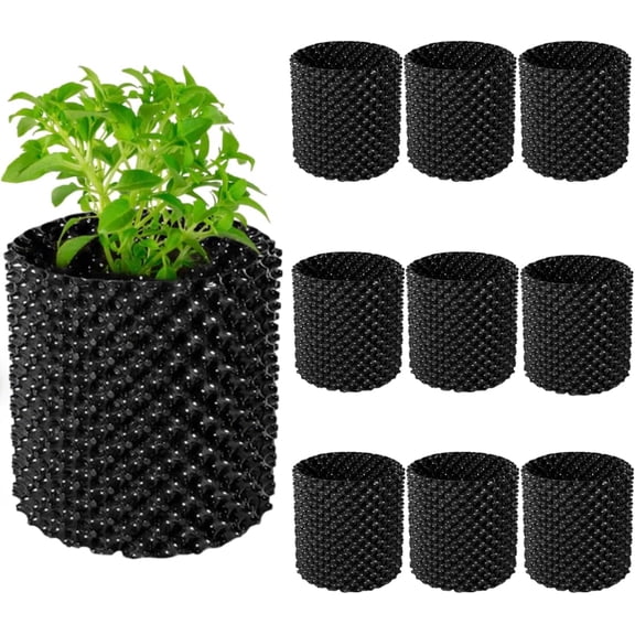 6 Gallon Air Pruning Gardening Containers, 10 Pack Plastic Nursery Pots with Handles & Bases, 11.8'' x 12.5'' Self-Planting Pots for Vegetables and Fruits