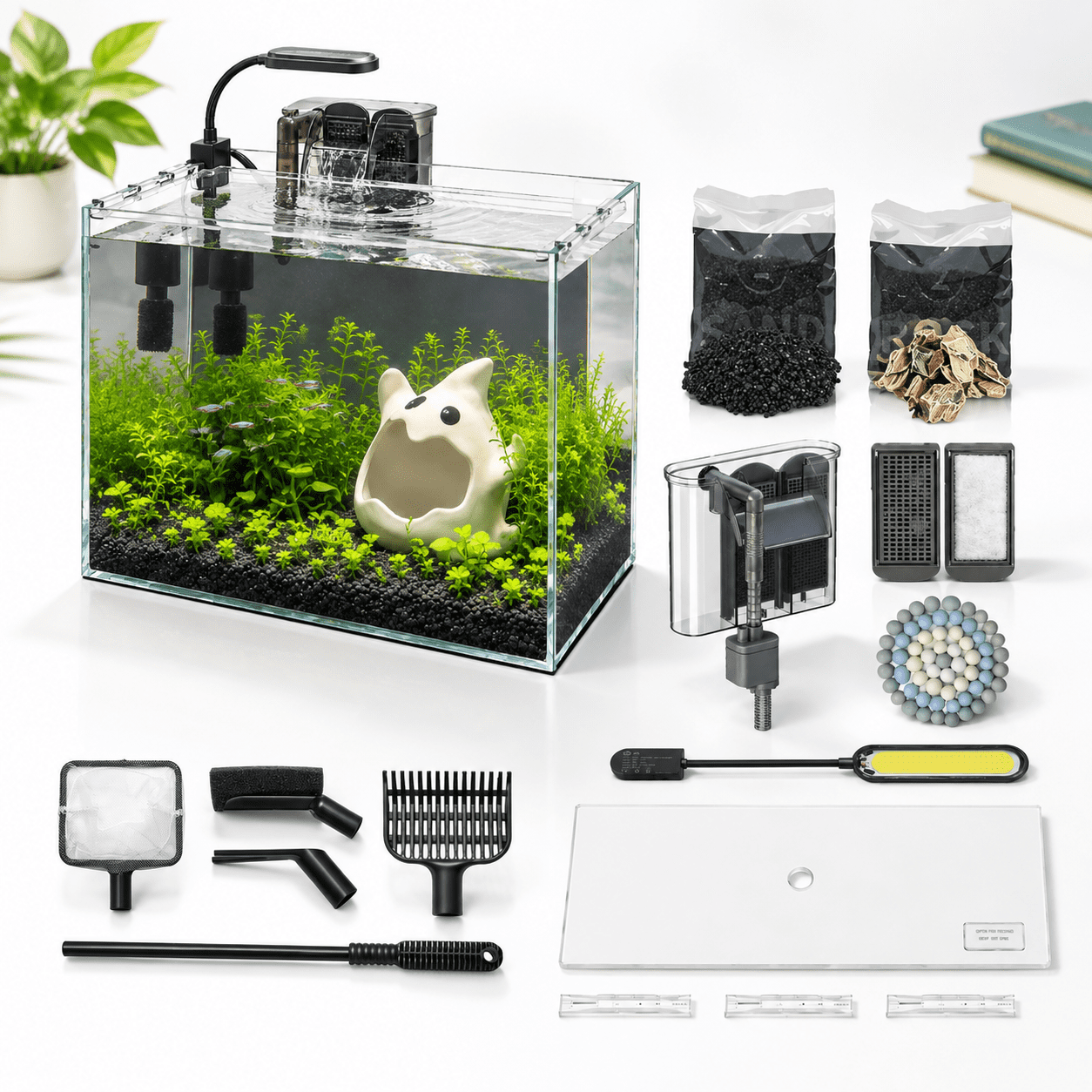 6 Gallon Aquarium Starter Kit with Accessories for Small Freshwater ...