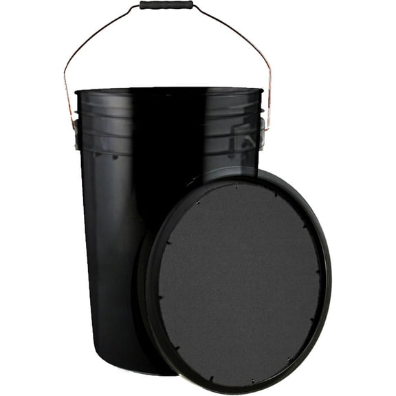 6 Gallon Bucket with Padded Soft Seat Lid - Durable Construction - Balls Not Included - Ideal for Baseball, Softball, T-Ball, Practice Balls, and Lacrosse Black