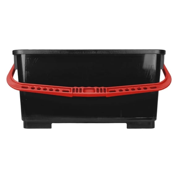 6 Gallon Durable Lightweight Mop Bucket with Squeegee Carrying Clips and Ergonomic Handle for Floor and Window Cleaning - Black and Red