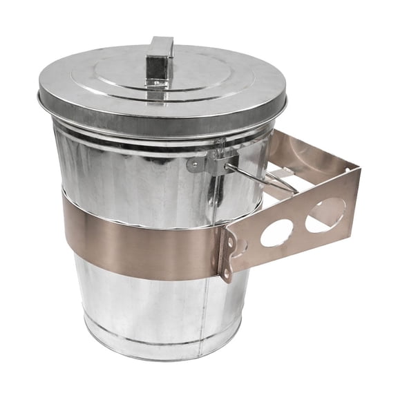 6 Gallon Galvanized Trash Can with Mounting Bracket Kit for Trucks & Trailers, Steel Outdoor Garbage Can Holder for Flat Vertical Surface, Fire & Heat Resistant