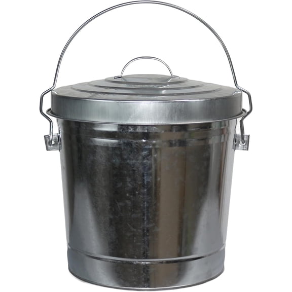 6 Gallon Metal Bird Seed Storage Can with Locking Lid Rodent Proof Galvanized Feed Bin for Bird or Chicken Food Bucket