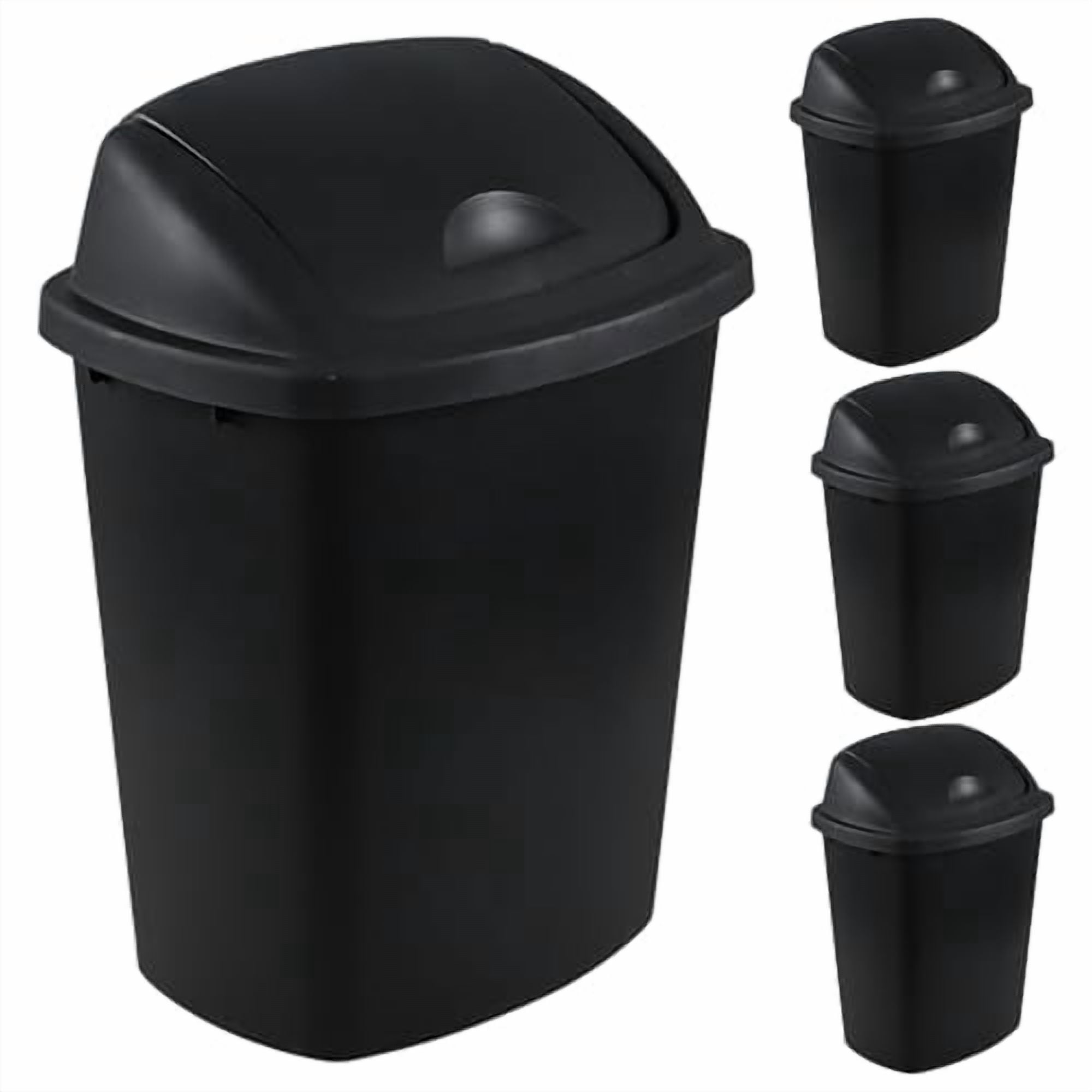 6 Gallon Plastic Kitchen Trash Can Swing Lid, 4 Pack Swing Top Waste ...