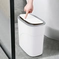 thumbnail image 1 of 6-Gallon Press Top Trash Can, Slim Flip Lid Garbage Bin for Narrow Spaces in Kitchen & Bathroom, White and Gray,White, 1 of 7