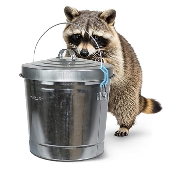 6 Gallon Small Metal Tr Can with Lid Outdoor Locking Galvanized Metal Garbage Can with Lid for Poultry Feed Seed Storage Galvanized Bucket