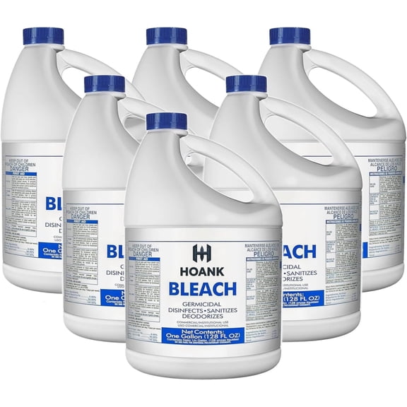 (6 Gallons) - Liquid Chlorine Bleach, for Laundry, Household and Commercial Cleaning, Multipurpose Cleaner, 1 Gallon Jugs. Ready to Use.