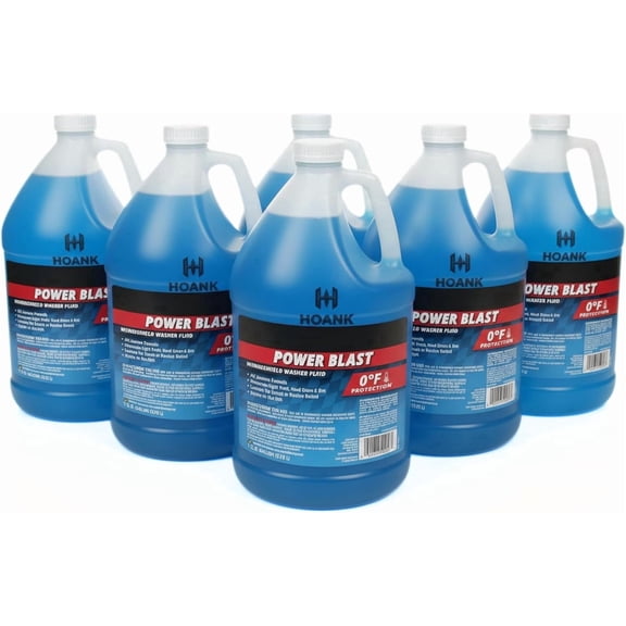 (6 Gallons) - Power Blast Windshield Washer Fluid, 0°F Protection, Blue, 1 Gallon Jug, Ready to Use (6 GALLONS, Blue Power Blast 0°F)