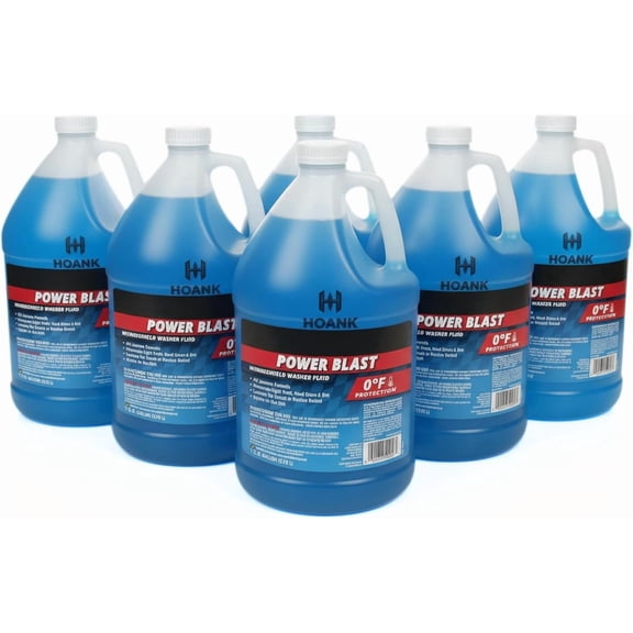 (6 Gallons) - Power Blast Windshield Washer Fluid, 0°F Protection, Blue, 1 Gallon Jug, Ready to Use (6 GALLONS, Blue Power Blast 0°F)