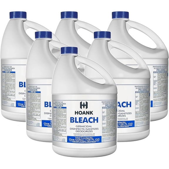 (6 Gallons) Ultra Germicidal Liquid Bleach - For Laundry, Disinfecting, Sanitizing, Deodorizing, Mold & Mildew Stain Remover - 1 Gallon Jugs