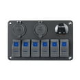 thumbnail image 1 of 6 Gang Marine Rocker Switch Panel Waterproof 12 Volt, Boat Toggle Switch Panel 12V Blue LED Lighted for Boat Car RV UTV, 1 of 6