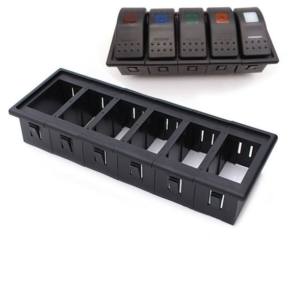 6 Gang Plastic Boat Rocker Switch Clip Panel Patrol Holder Housing Black