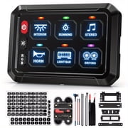 6 Gang RGB Switch Panel, Multifunction Offroad Light Control Box with Toggle/Momentary/Pulsed Modes, Dimmable Backlit LED Switch Pod, Auxiliary Circuit System for 12V/24V Car Truck UTV ATV Boat