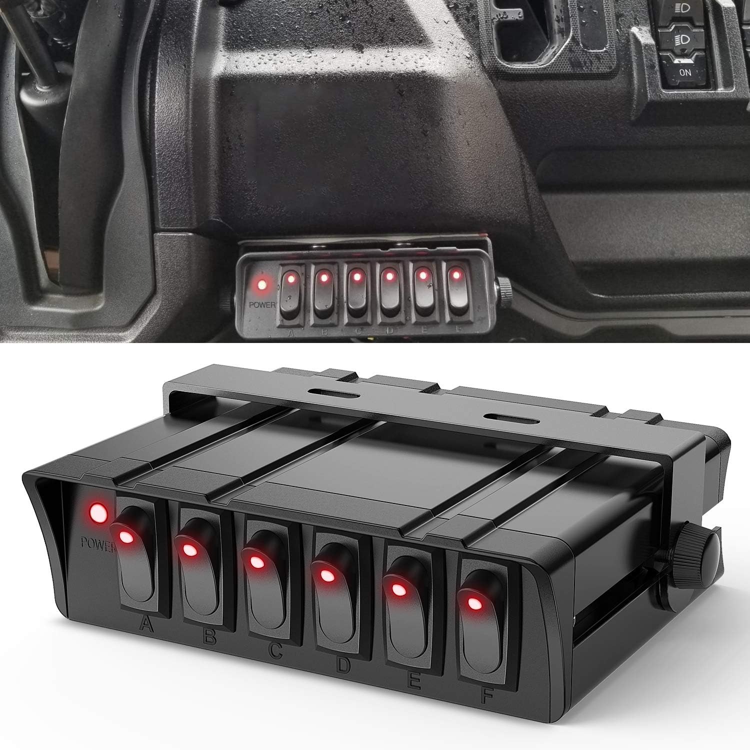 6 Gang Rocker Switch Box SPST Toggle Switch Panel 12V 24V 20A Switch ...