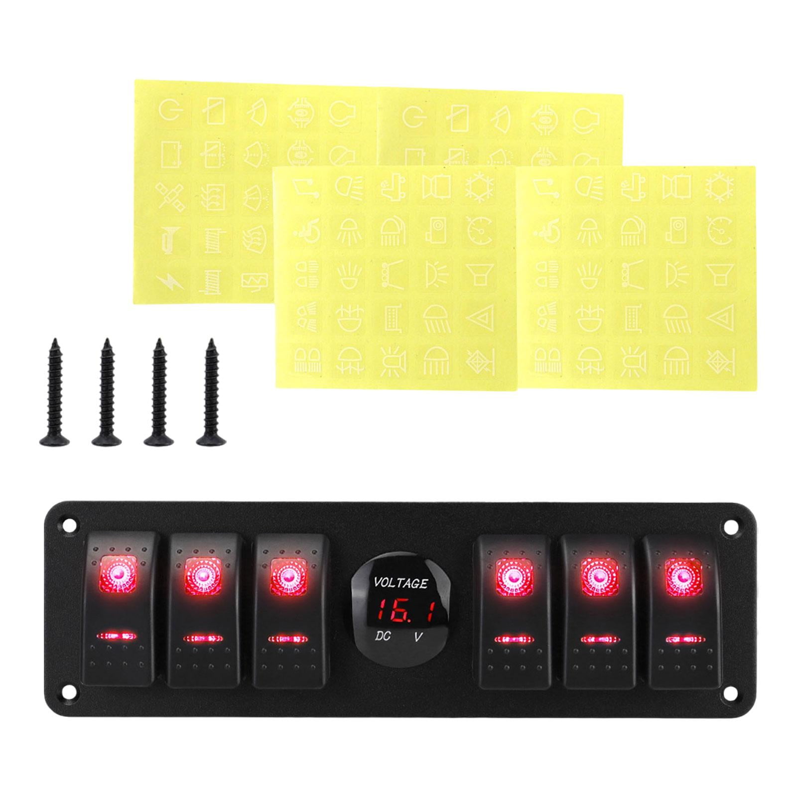 6 Gang Rocker Switch Panel Pre Wired ON Off Waterproof ABS Metal for Suvs Rvs Trailers Marine Vehicles