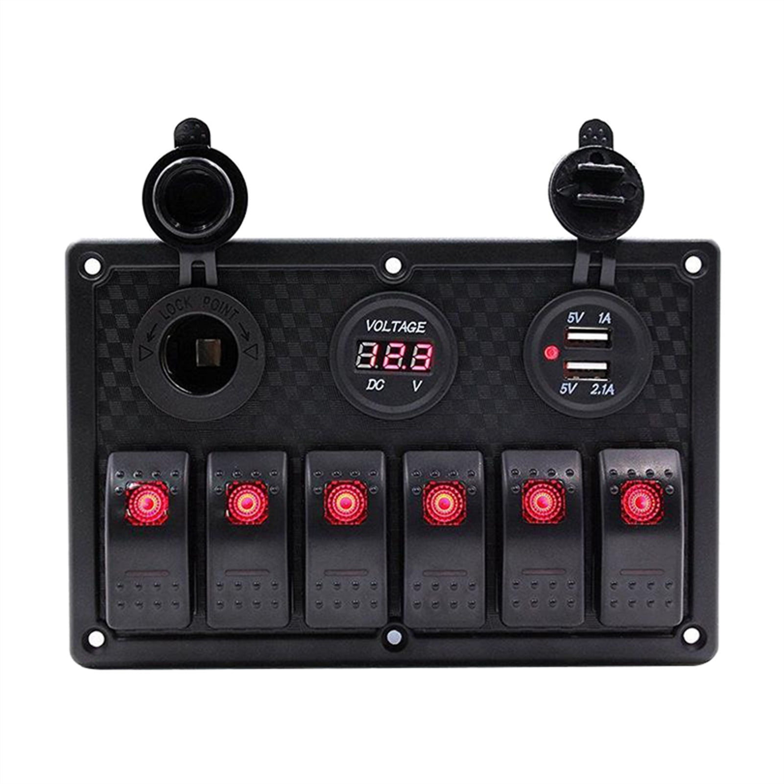6 Gang Rocker Switch Panel for RV Marine Boat Waterproof Digital ...