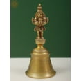 thumbnail image 1 of 6" Garuda and Hanuman Double-Sided Handheld Bell Brass Statue | Divine Guardians | Handmade, 1 of 4
