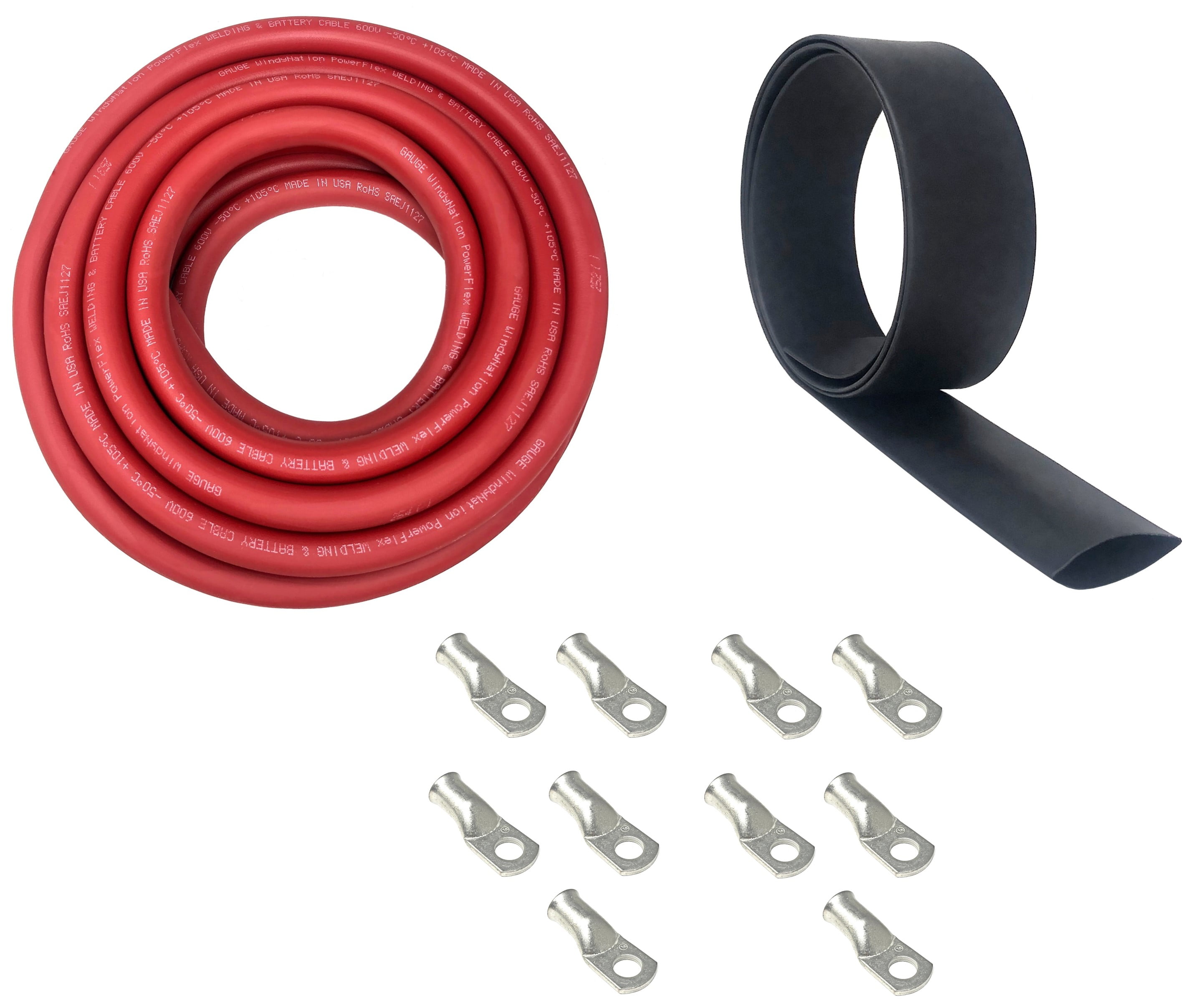 6-Gauge 10 ft. Red Welding Cable Kit Includes 10-Pieces of Cable Lugs and 3 ft. Heat Shrink Tubing