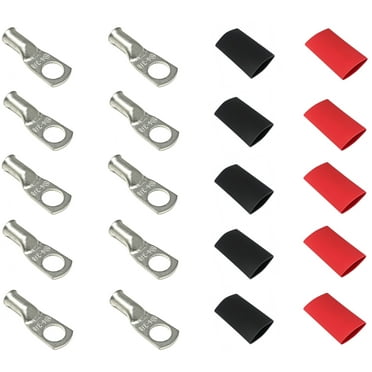 6-Gauge 3/8 in. Pure Copper Tin Coated Cable Lugs with Heat Shrink (10-Pack)