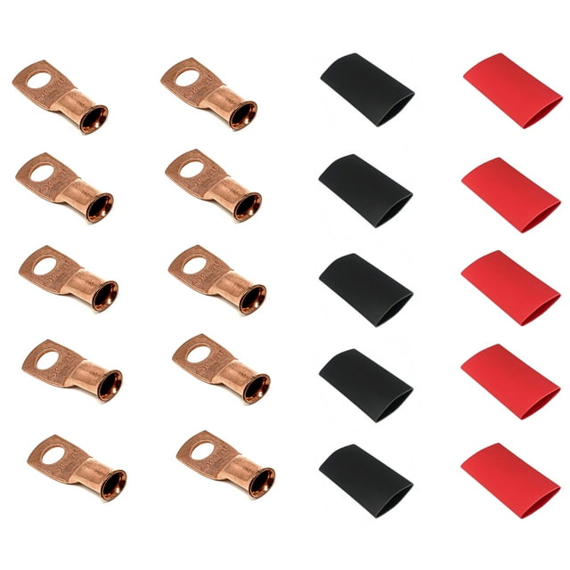 6-Gauge 5/16 in. Pure Copper Cable Lugs with Heat Shrink (10-Pack)