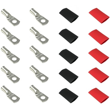 6-Gauge 5/16 in. Pure Copper Tin Coated Cable Lugs with Heat Shrink (10-Pack)