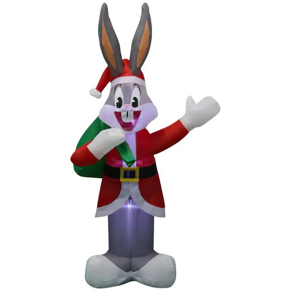 Gemmy Looney Tunes 6-FT Bugs Bunny in Santa Suit Christmas Inflatable
