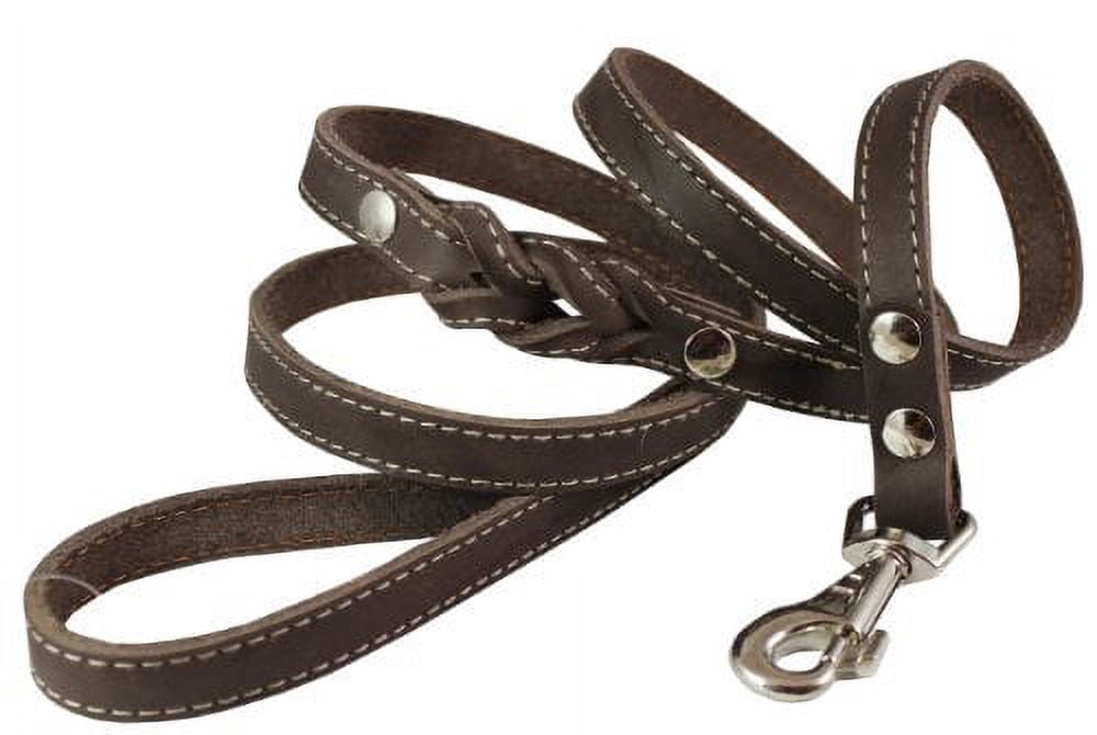 6' Genuine Leather Braided Dog Leash Brown 3/4" Wide for Largest Breeds
