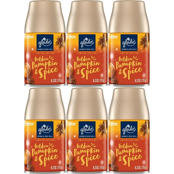 6 Glade Automatic Spray Refills Golden Pumpkin Spice 6.2oz Limited Ed Star Anise