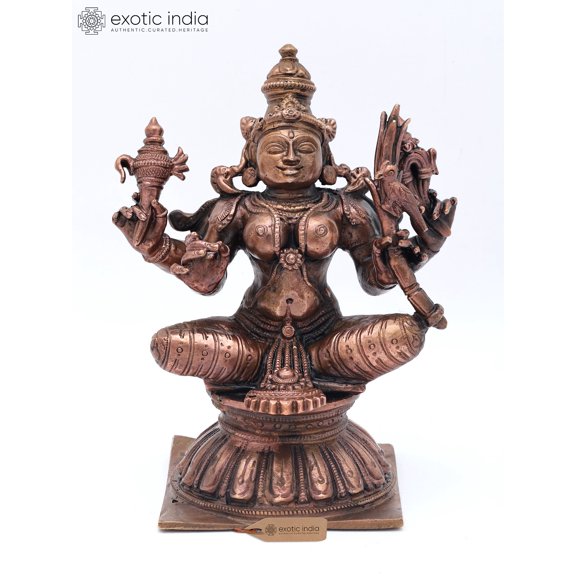 6" Goddess Kamakshi - Divine form of Goddess Parvati | Copper Statue | Made in India