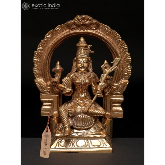 6" Goddess Rajarajeshwari Bronze Sculpture Divine Majesty Seated on Throne | Handmade in India