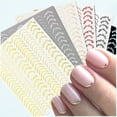 6 Gold Sheets Silver Curve Strip Lines Nail Stickers Rose Gold Nail