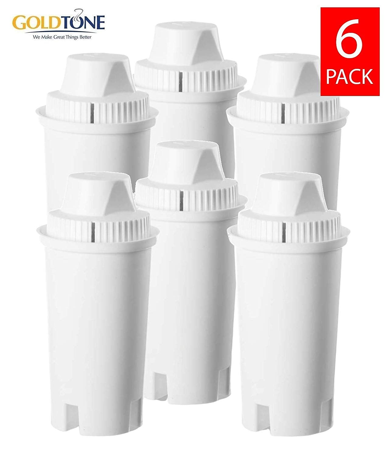 (6) GoldTone Replacement Charcoal Water Pitcher Filter for All Brita