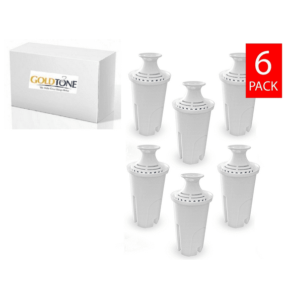 (6) GoldTone Replacement Charcoal Water Pitcher Filter for All Brita and Mavea Classic Filters, Replaces Standard Models, 6 Pack