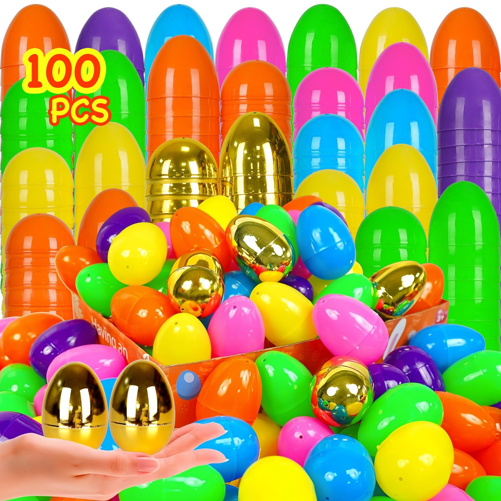 Govetom Easter Eggs Decoration Set - Colorful Plastic Eggs For Easter Hunts