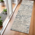 thumbnail image 1 of 6' Gray And Ivory Abstract Runner Rug, 1 of 5
