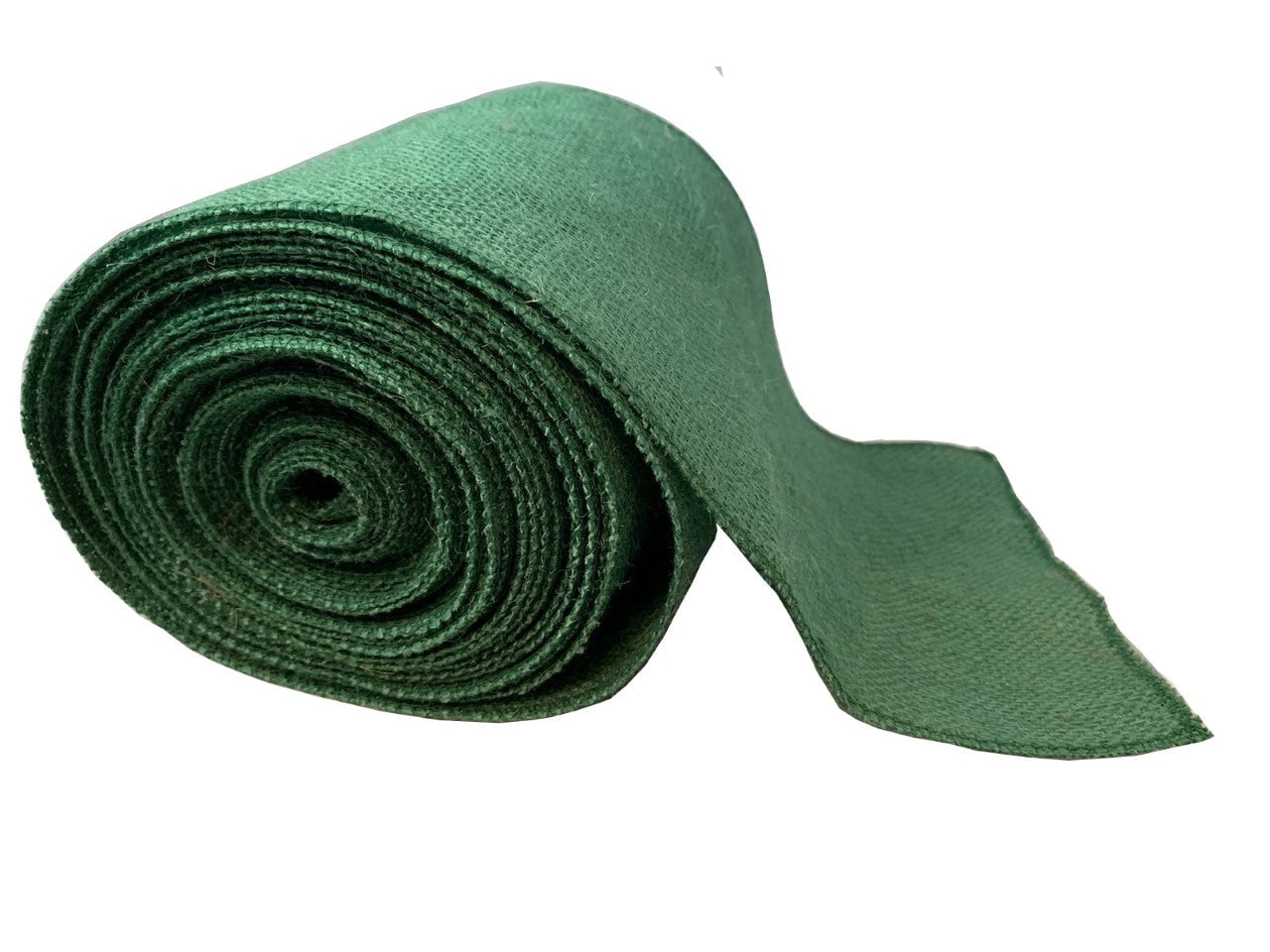 6 Green Burlap Ribbon 10 Yards Serged Made In Usa-,