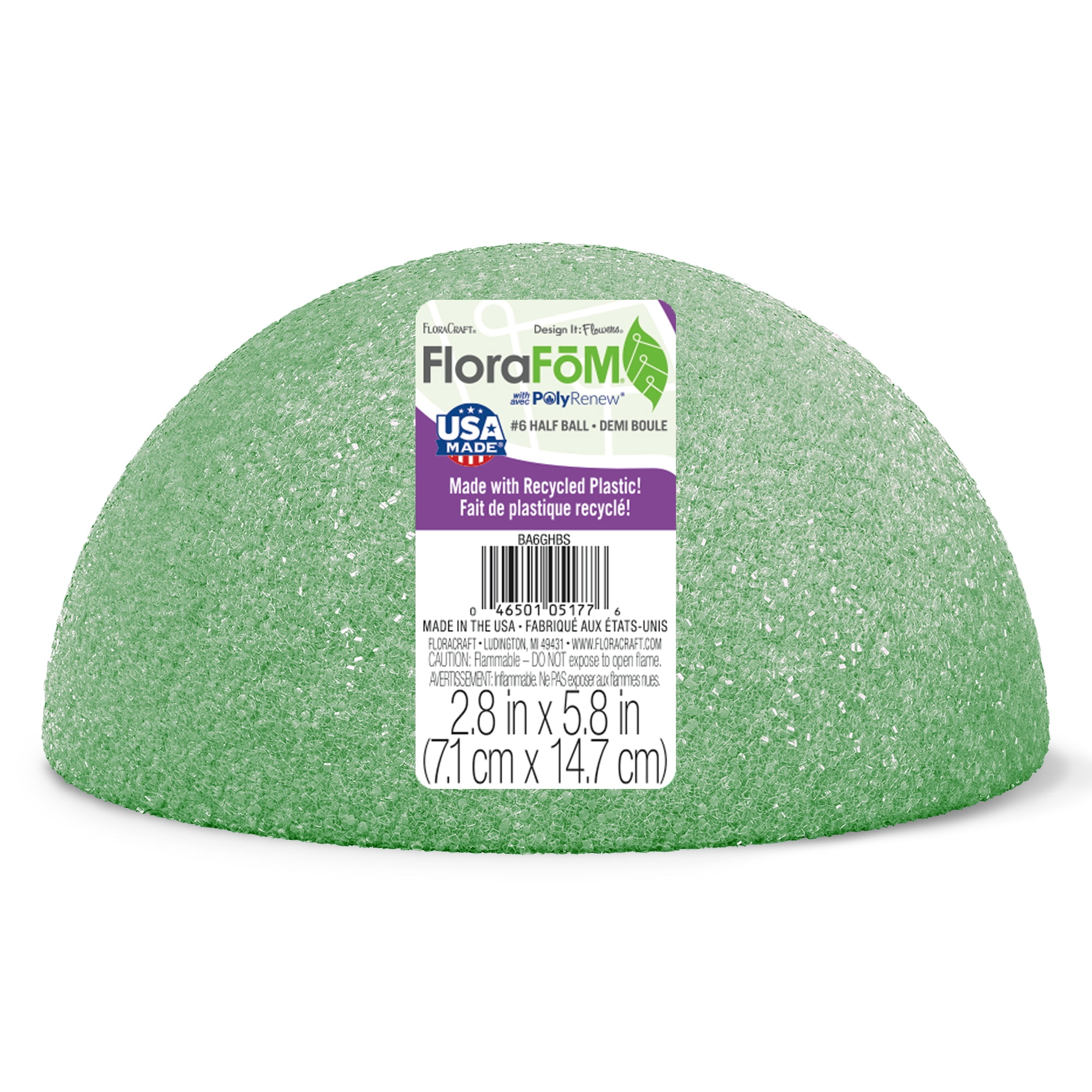 Floracraft 6" Green Half Ball Foam  FloraFōM - Floral Foam for DIY Decoration, Weddings, Birthdays, and Parties - Bulk 24 Pack