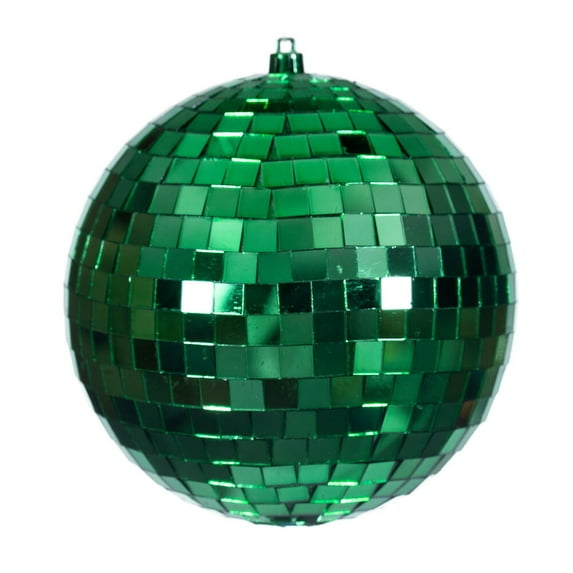 6" Green Mirror Ball Ornament 4/Bag