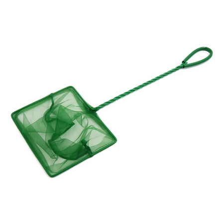 Unique Bargains 6" Green Plastic Coated Handle Fish Shrimp Skimming Net for Betta Aquarium Pond