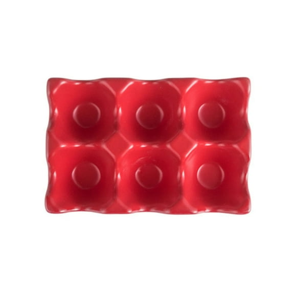 6-Grid Ceramic Egg Holder - Chicken Egg Storage Tray for Refrigerator and Countertop Display