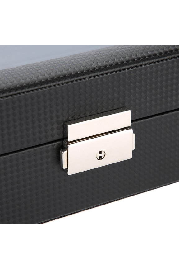 6-Grid PU Leather Watch Holder Box with Wooden Interior for Wristwatch Storage and Display