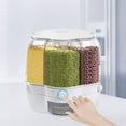 thumbnail image 1 of 6-Grid Rotating Dry Food Dispenser Rice Flour Sugar Grain Storage Bucket, 1 of 12