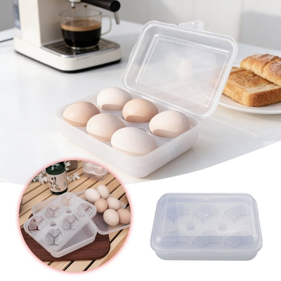 6 Grid Shockproof Egg Holder for Camping Picnics Home Kitchen Storage and Refrigerator Organization, 7.875.512.59 inch, Clear